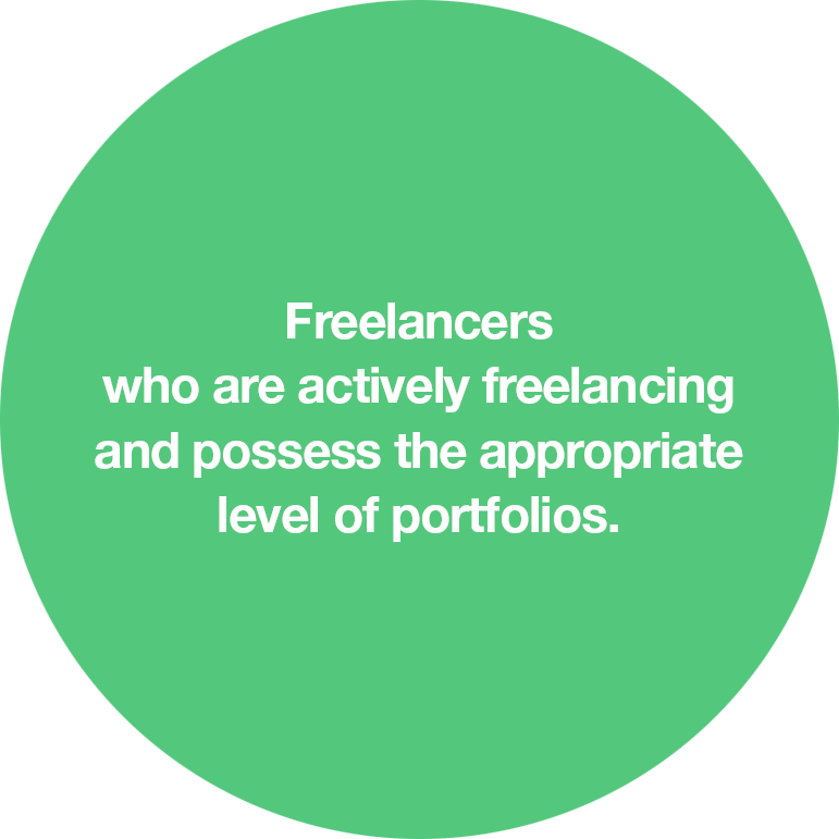 Freelancers who are actively freelancing and possess the appropriate level of portfolios.